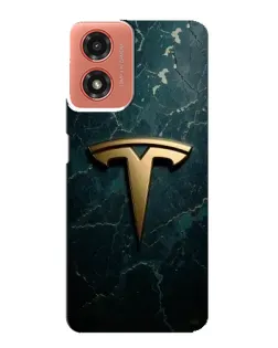Чехол для Motorola MOTO G04 с картинкой «Мраморная Tesla Gold»