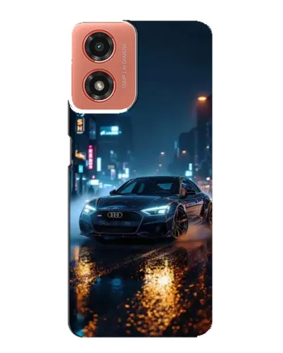 Чехол для Motorola MOTO G04 с картинкой «Ночной город и Audi»