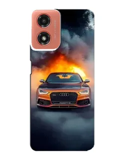Чехол для Motorola MOTO G04 с картинкой «Audi в огненном дыму» Чехол для Motorola MOTO G04 с картинкой «Audi в огненном дыму»