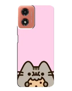 Чехол для Motorola MOTO G04 с картинкой «Pusheen и печенье»