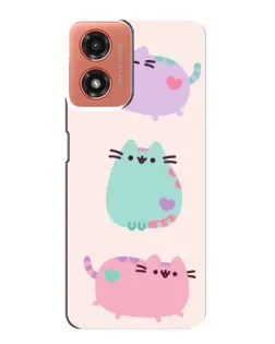 Чехол для Motorola MOTO G04 с картинкой «Pusheen трио»