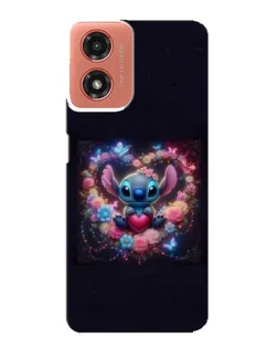 Чехол для Motorola MOTO G04 с картинкой «Stitch в цветах» Чехол для Motorola MOTO G04 с картинкой «Stitch в цветах»
