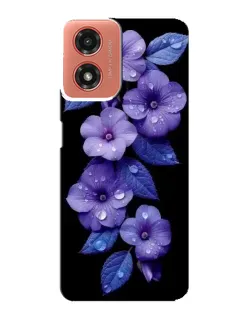 Чехол для Motorola MOTO G04 с картинкой «Фиолетовые цветы с росою»
