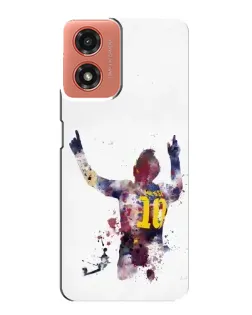 Чехол для Motorola MOTO G04 с картинкой «Акварельный Месси Барселона»