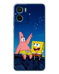 Чехол для Motorola Moto G05 с картинкой «Губка Боб и Патрик ночью»