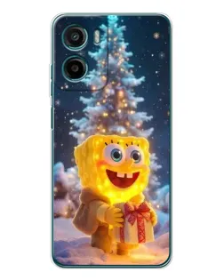 Чехол для Motorola Moto G05 с картинкой «Рождественский Спанч Боб»