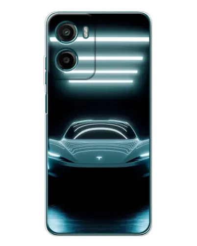 Чехол для Motorola Moto G05 с картинкой «Tesla в неоне»