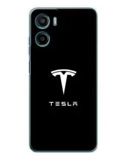 Чехол для Motorola Moto G06 с картинкой «Tesla White Logo»