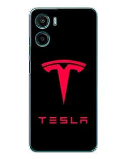 Чехол для Motorola Moto G06 с картинкой «Tesla Red Logo»