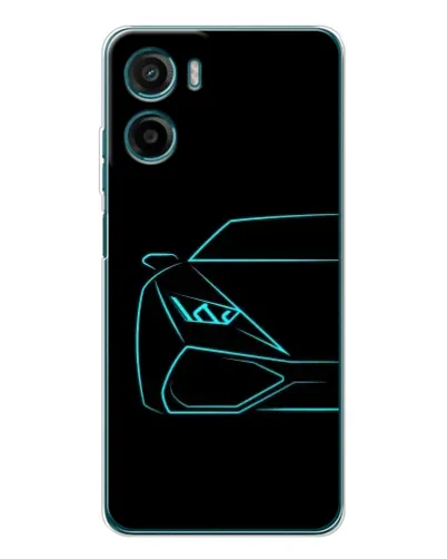 Чехол для Motorola Moto G06 с картинкой «Голубой силуэт Lamborghini»