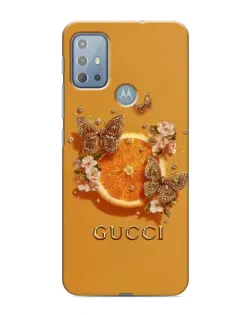 Чехол для Motorola MOTO G10 с картинкой «Gucci — золотые бабочки»