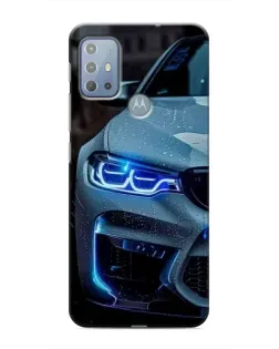 Чехол для Motorola MOTO G10 с картинкой «Взгляд BMW с синими фарами»