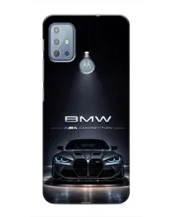 Чехол для Motorola MOTO G10 с картинкой «BMW сквозь ночной город»