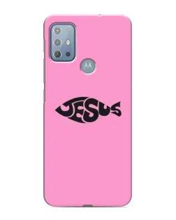 Чехол для Motorola MOTO G10 с картинкой «Розовый символ  Jesus»