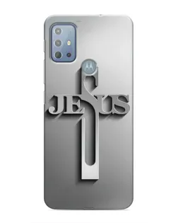 Чехол для Motorola MOTO G10 с картинкой «Металлический крест Jesus»