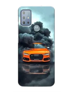 Чехол для Motorola MOTO G10 с картинкой «Audi в облаках дыма»