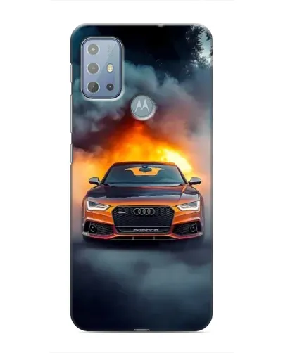 Чехол для Motorola MOTO G10 с картинкой «Audi в огненном дыму»