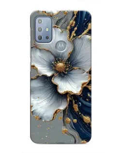 Чехол для Motorola MOTO G10 с картинкой «Белый цветок и золотой флюид»