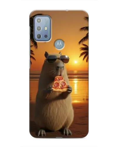 Чехол для Motorola MOTO G10 с картинкой «Капибара с пиццей»