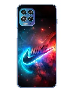 Чехол для Motorola MOTO G100 Pro с картинкой «Огненный логотип Nike»