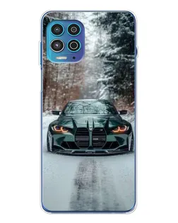 Чехол для Motorola MOTO G100 Pro с картинкой «BMW в зимнем лесу»