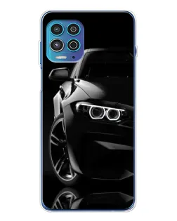 Чехол для Motorola MOTO G100 Pro с картинкой «Черная BMW — профиль»