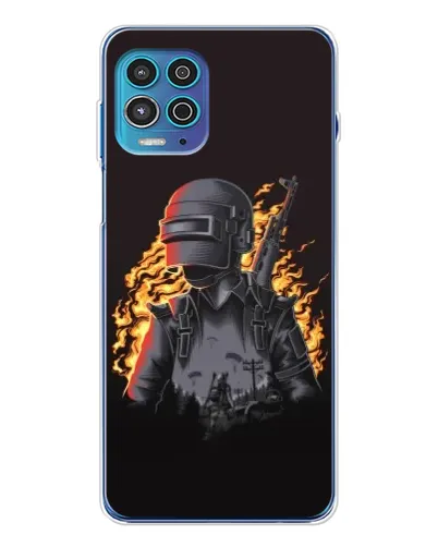 Чехол для Motorola MOTO G100 Pro с картинкой «PUBG — огненный силуэт»