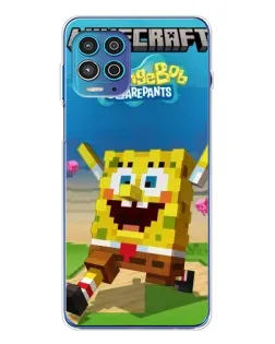 Чехол для Motorola MOTO G100 Pro с картинкой «Губка Боб Minecraft»