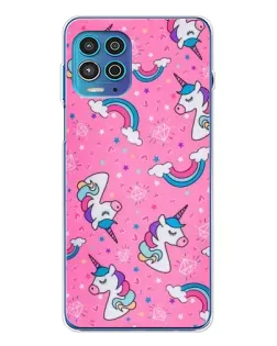 Чехол для Motorola MOTO G100 Pro с картинкой «Unicorn паттерн розовый»