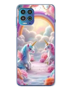 Чехол для Motorola MOTO G100 Pro с картинкой «Радуга и единороги»
