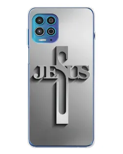 Чехол для Motorola MOTO G100 Pro с картинкой «Металлический крест Jesus»