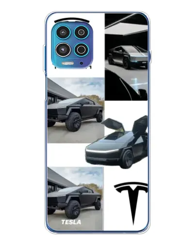 Чехол для Motorola MOTO G100 Pro с картинкой «Коллаж Cybertruck Tesla»