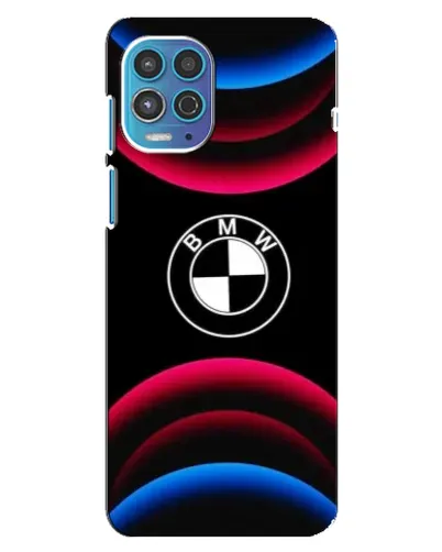 Чехол для Motorola MOTO G100 с картинкой «Логотип BMW и неоновые дуги»