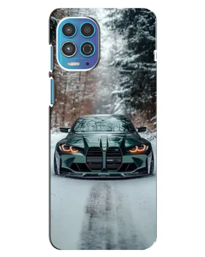 Чехол для Motorola MOTO G100 с картинкой «BMW в зимнем лесу»