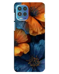 Чехол для Motorola MOTO G100 с картинкой «Яркая сине-оранжевая флора»