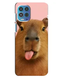 Чехол для Motorola MOTO G100 с картинкой «Капибара с языком»