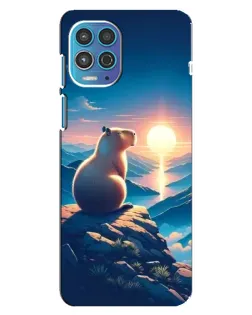 Чехол для Motorola MOTO G100 с картинкой «Закат солнца с капибарой»