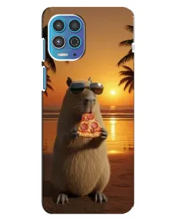Чехол для Motorola MOTO G100 с картинкой «Капибара с пиццей»