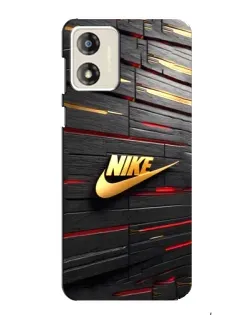 Чехол для Motorola MOTO G13 с картинкой «Золотой Nike на металле»
