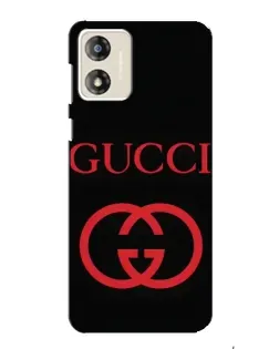 Чехол для Motorola MOTO G13 с картинкой «Gucci — красный логотип»
