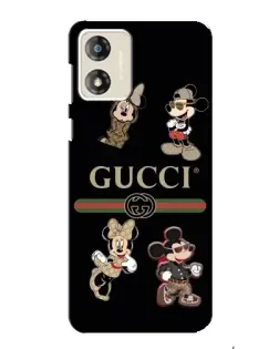 Чехол для Motorola MOTO G13 с картинкой «Gucci — герои Disney и монограмма»
