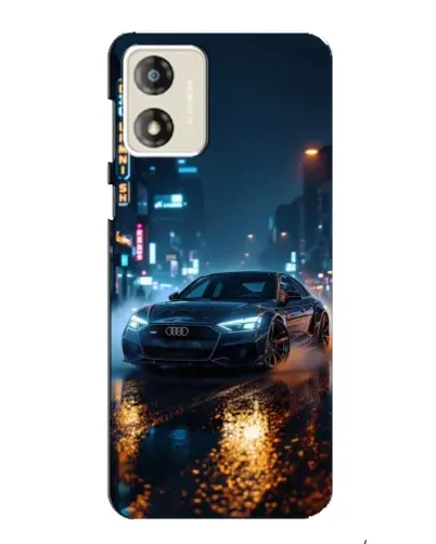Чехол для Motorola MOTO G13 с картинкой «Ночной город и Audi»