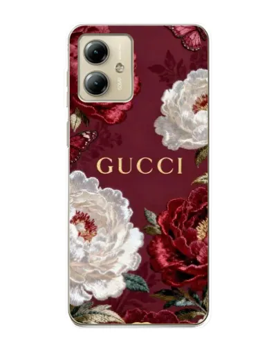 Чехол для Motorola MOTO G14 с картинкой «Gucci — бордовые розы» Чехол для Motorola MOTO G14 с картинкой «Gucci — бордовые розы»