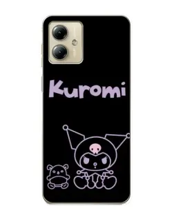 Чехол для Motorola MOTO G14 с картинкой «Kuromi — черный минимализм»