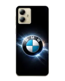 Чехол для Motorola MOTO G14 с картинкой «BMW — неоновое сияние»