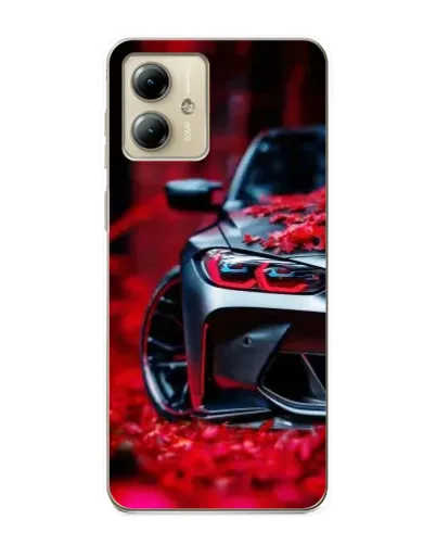 Чехол для Motorola MOTO G14 с картинкой «Спортивная BMW и цветы» Чехол для Motorola MOTO G14 с картинкой «Спортивная BMW и цветы»