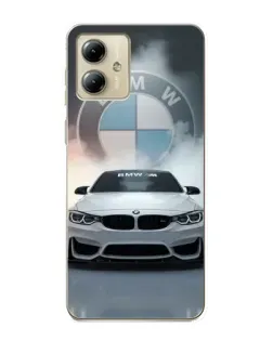 Чехол для Motorola MOTO G14 с картинкой «BMW в белом дыму»