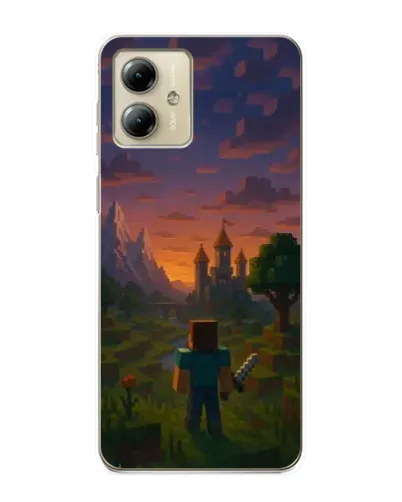 Чехол для Motorola MOTO G14 с картинкой «Стив у башни» Чехол для Motorola MOTO G14 с картинкой «Стив у башни»