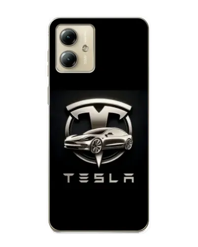Чехол для Motorola MOTO G14 с картинкой «Tesla — серебристое авто» Чехол для Motorola MOTO G14 с картинкой «Tesla — серебристое авто»