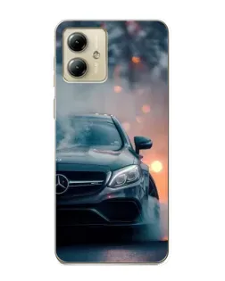 Чехол для Motorola MOTO G14 с картинкой «Mercedes — ночной город»